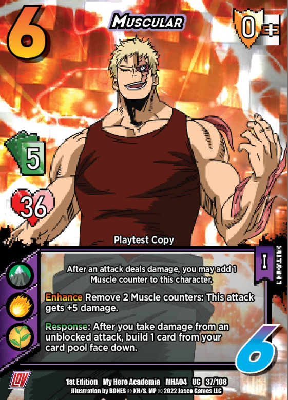 Muscular's design over the different playtest